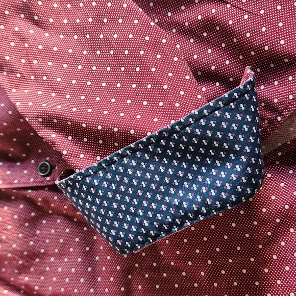 Klaus Boehler polka dotted button down shirt, size large - Picture 11 of 12